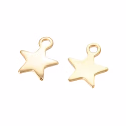 Guldfärgat rostfritt stål berlocker små stjärnor med 18k plätering, 10 st
