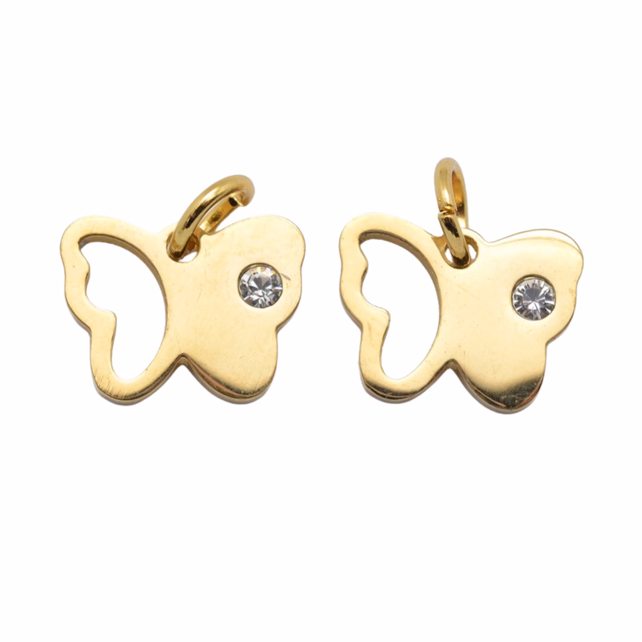 Kirurgiskt guldfärgat stål berlock fjäril med 18k plätering, 1 st