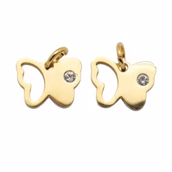 Kirurgiskt guldfärgat stål berlock fjäril med 18k plätering, 1 st