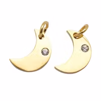 Kirurgiskt guldfärgat stål berlock måne med 18k plätering, 1 st