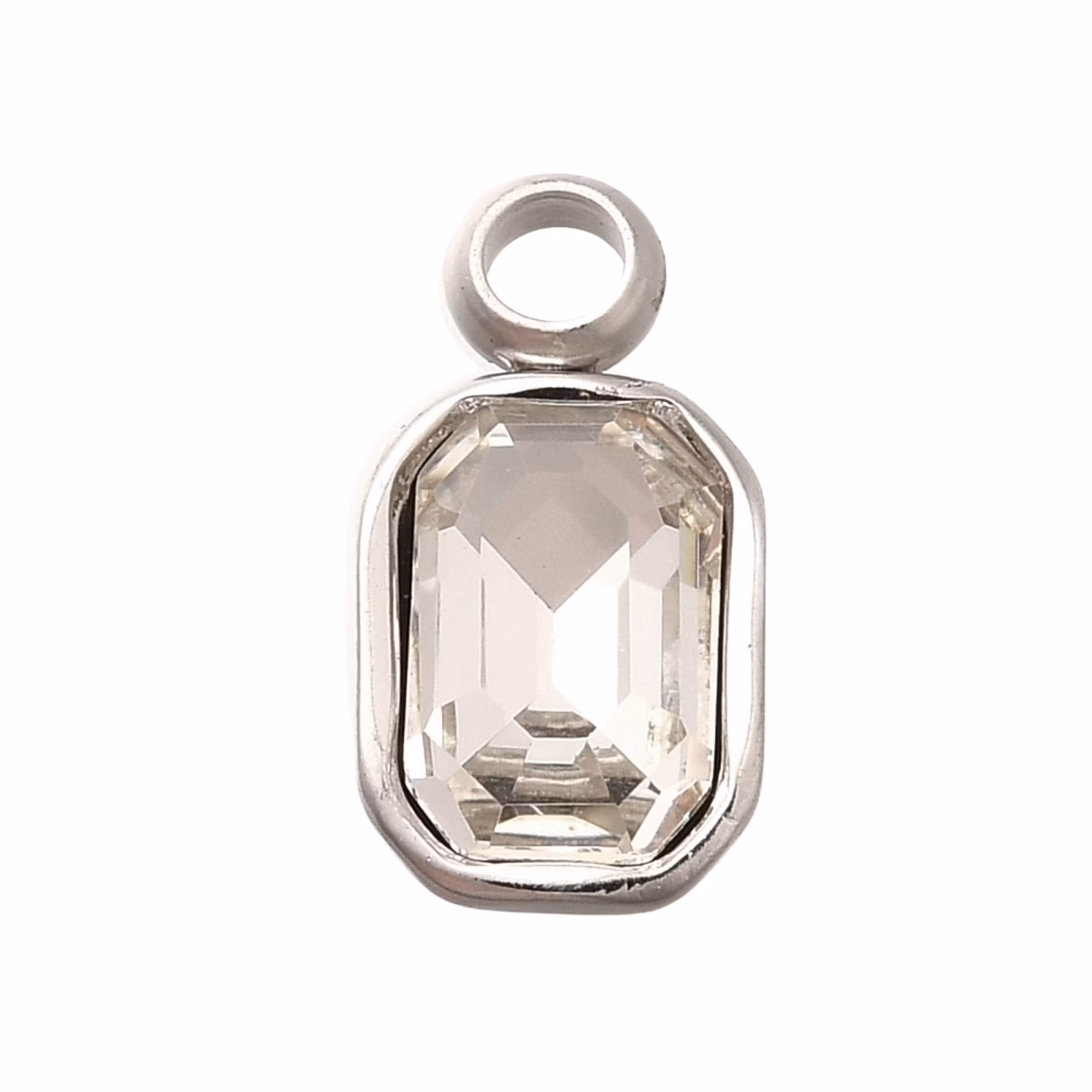 Rostfritt stål berlock rektangel glas, 1 st