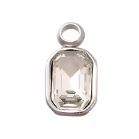 Rostfritt stål berlock rektangel glas, 1 st