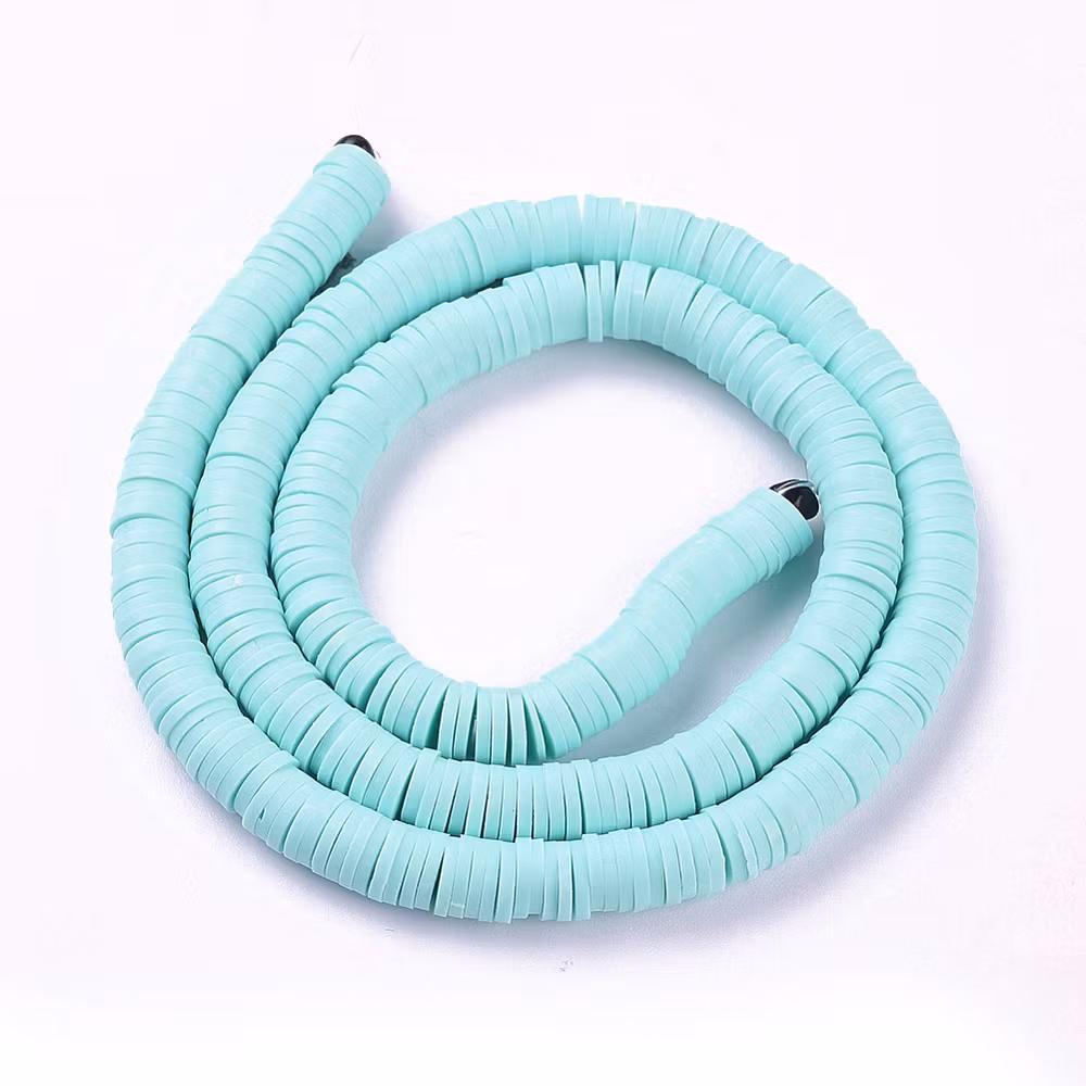 Heishi pärlor aqua, 1 sträng