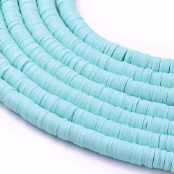 Heishi pärlor aqua, 1 sträng