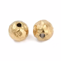 Kirurgiskt guldfärgat stål hamrad pärla 8 mm med PVD plätering, 1 st