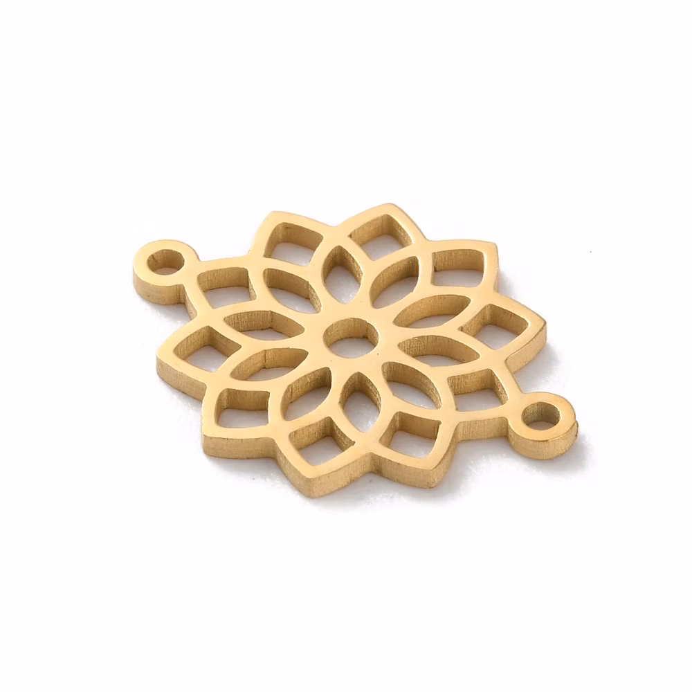 Guldfärgat rostfritt stål connector Sahasrara med PVD plätering, 1 st