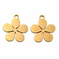 Guldfärgat rostfritt stål berlock slät blomma med PVD plätering, 1 st