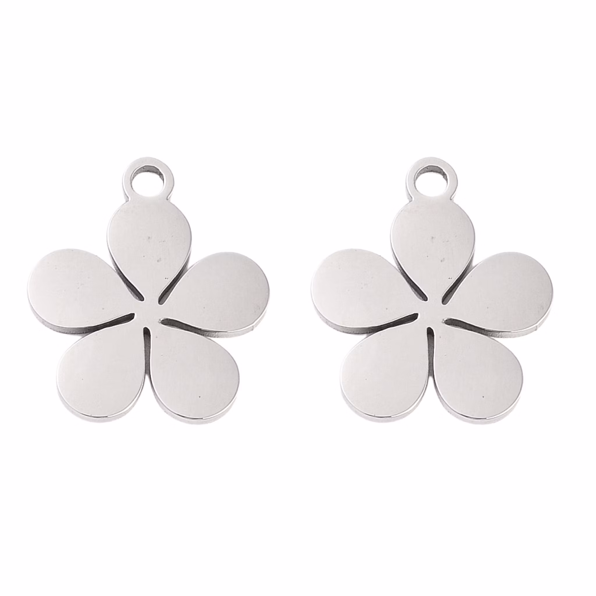 Rostfritt stål berlock slät blomma, 1 st