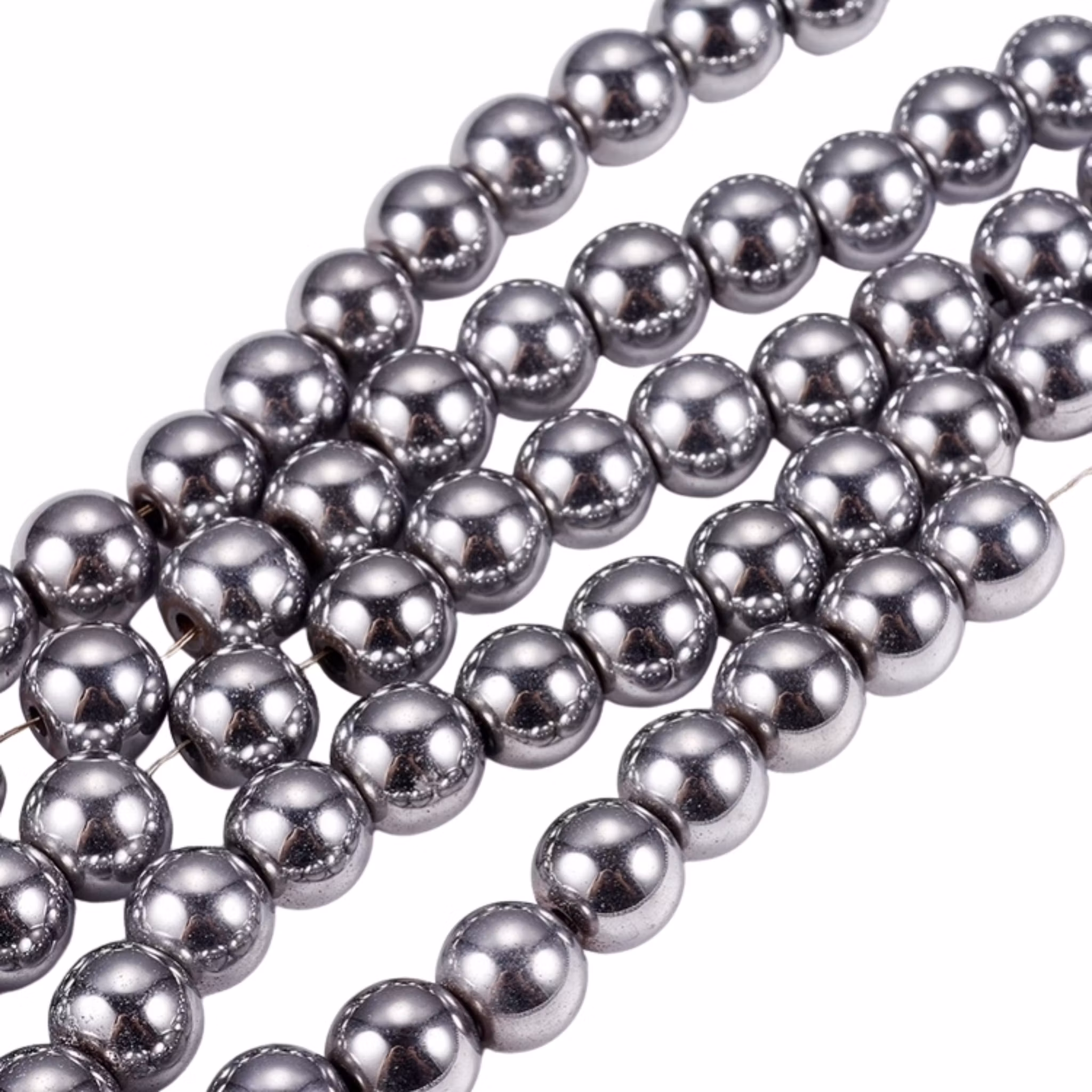 Antikfärgad hematit runda 4 mm, 1 sträng