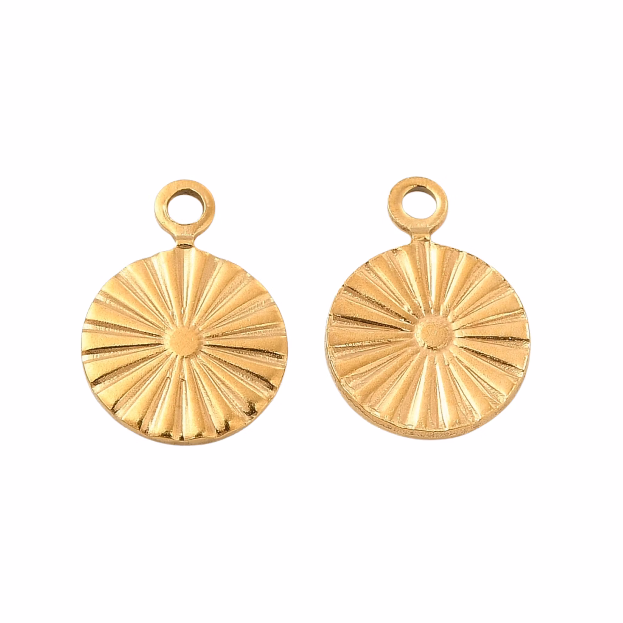 Guldfärgat rostfritt stål berlock liten mönstrad med PVD plätering, 1 st