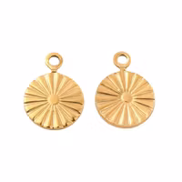 Guldfärgat rostfritt stål berlock liten mönstrad med PVD plätering, 1 st