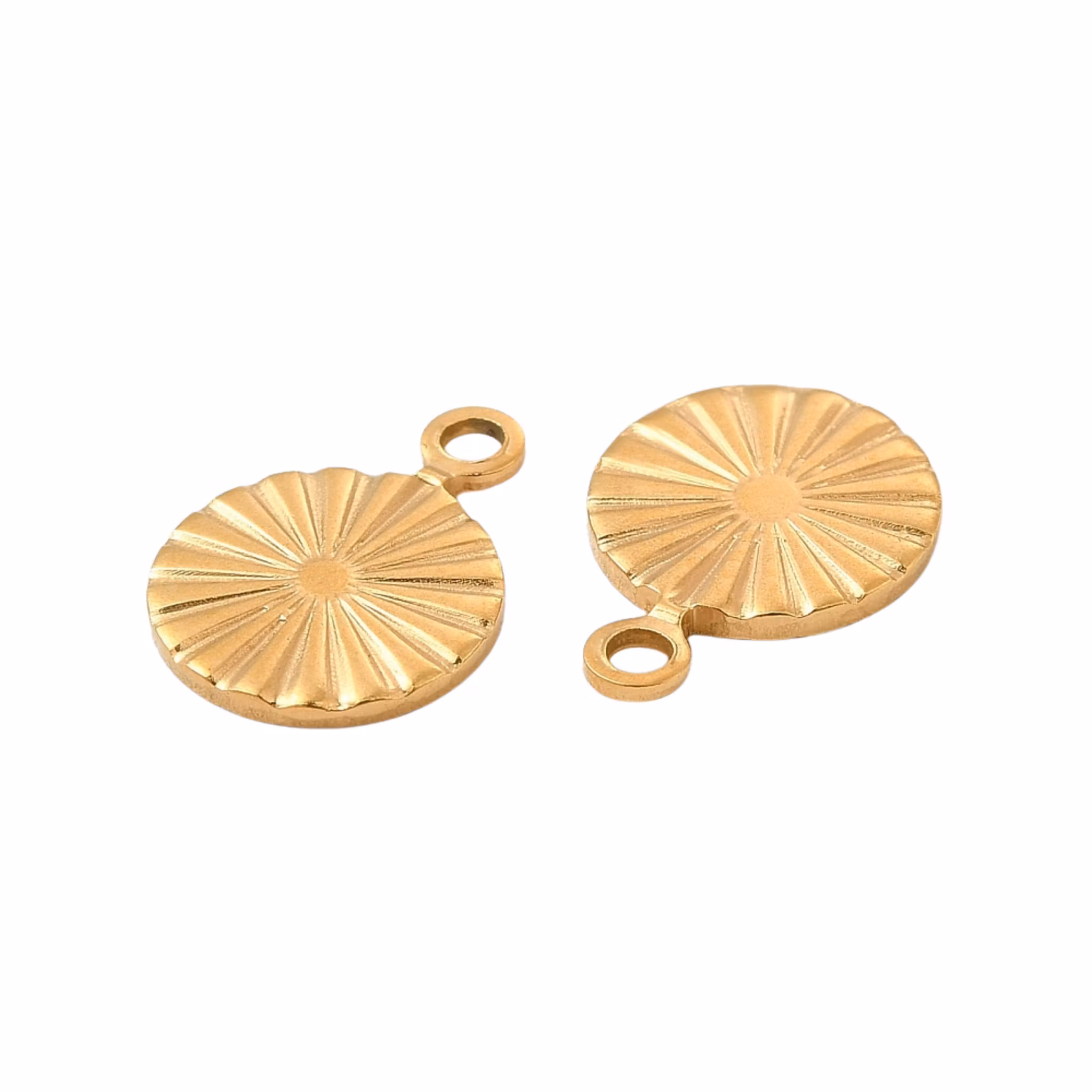 Guldfärgat rostfritt stål berlock liten mönstrad med PVD plätering, 1 st