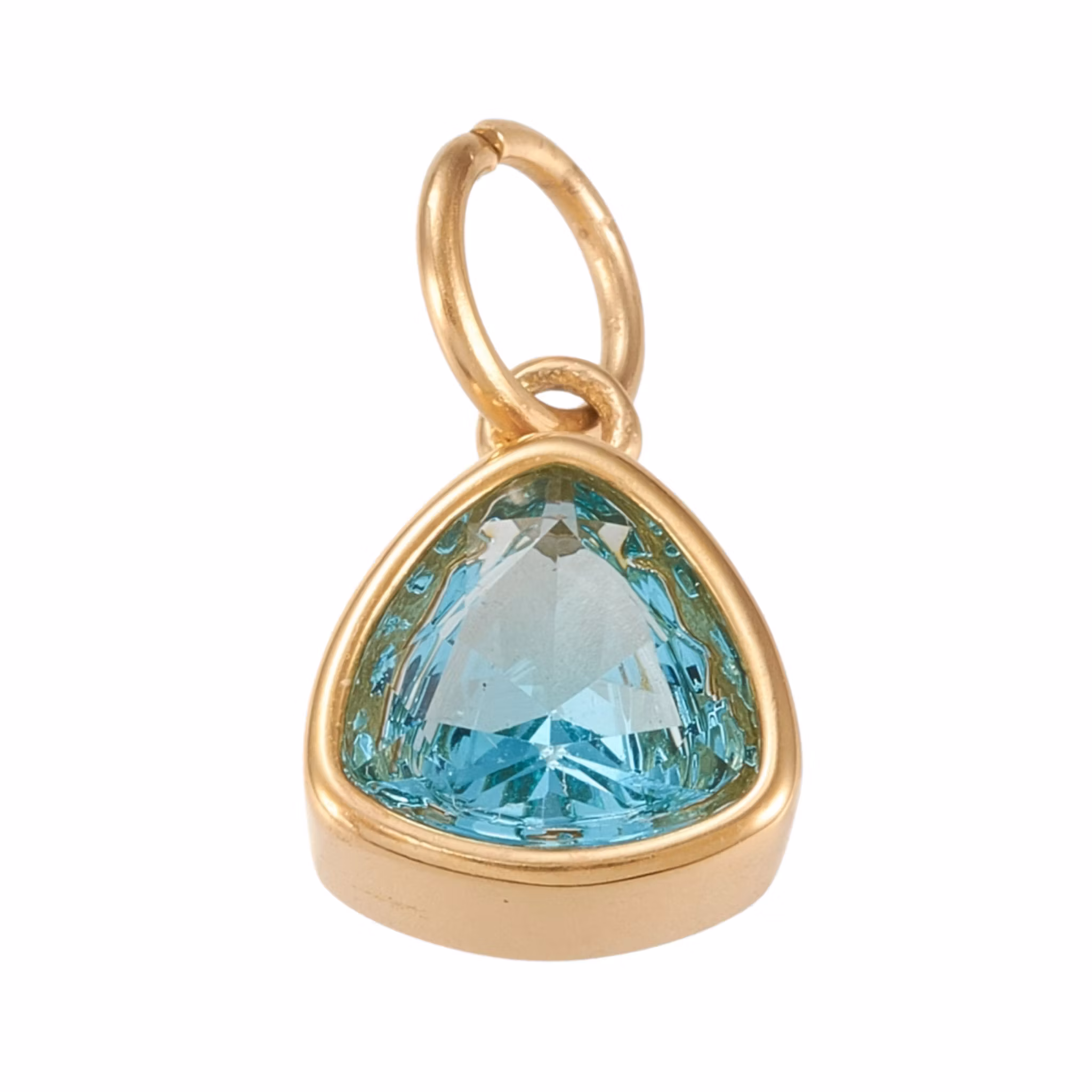 Guldfärgat rostfritt stål berlock triangel turkos med PVD plätering, 1 st