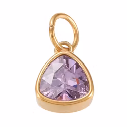 Guldfärgat rostfritt stål berlock triangel lila med PVD plätering, 1 st