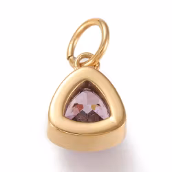 Guldfärgat rostfritt stål berlock triangel lila med PVD plätering, 1 st