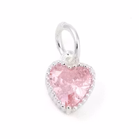 Silverfärgad berlock rosa hjärta och ring med cubic zirconia, 1 st