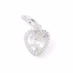 Silverfärgad berlock glas hjärta och ring med cubic zirconia, 1 st