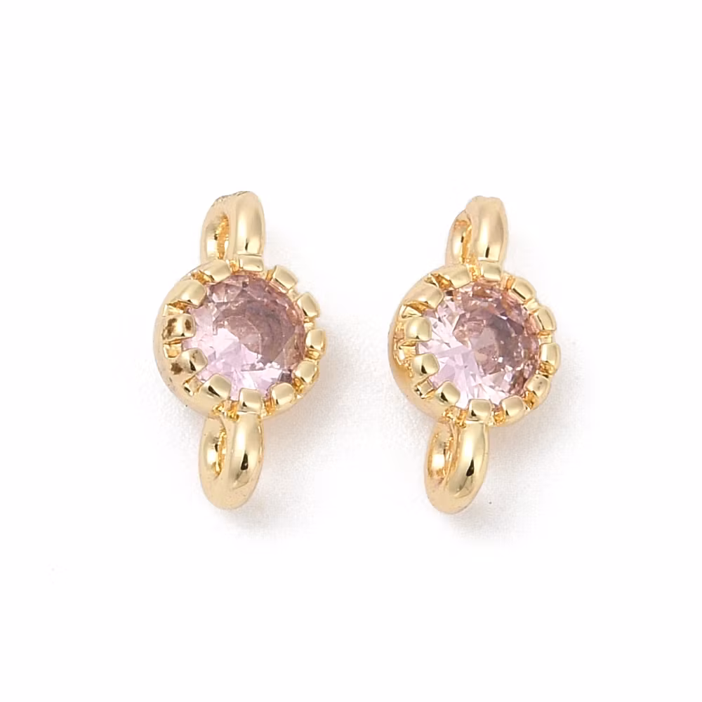 Guldfärgad connector mini rosa med cubic zirconia , 1 st