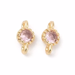 Guldfärgad connector mini rosa med cubic zirconia , 1 st