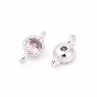 REA: Silverfärgad connector mini rosa med cubic zirconia , 1 st