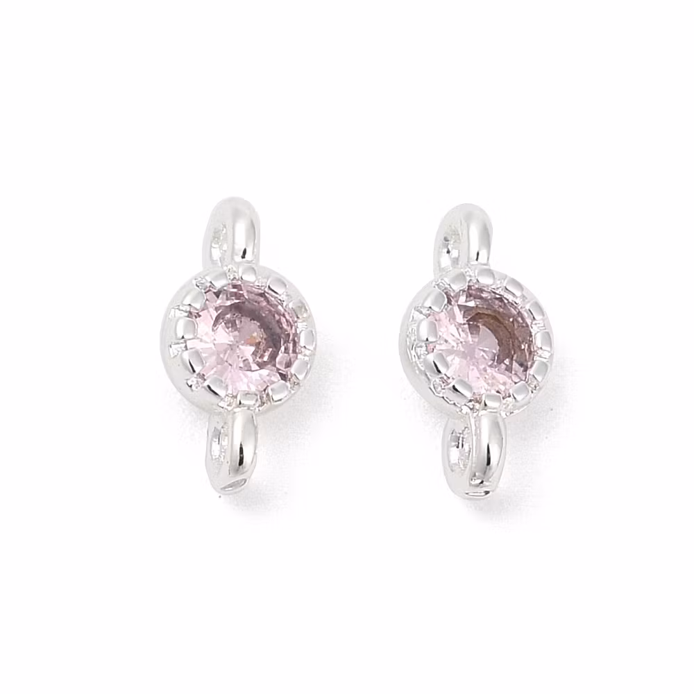 REA: Silverfärgad connector mini rosa med cubic zirconia , 1 st
