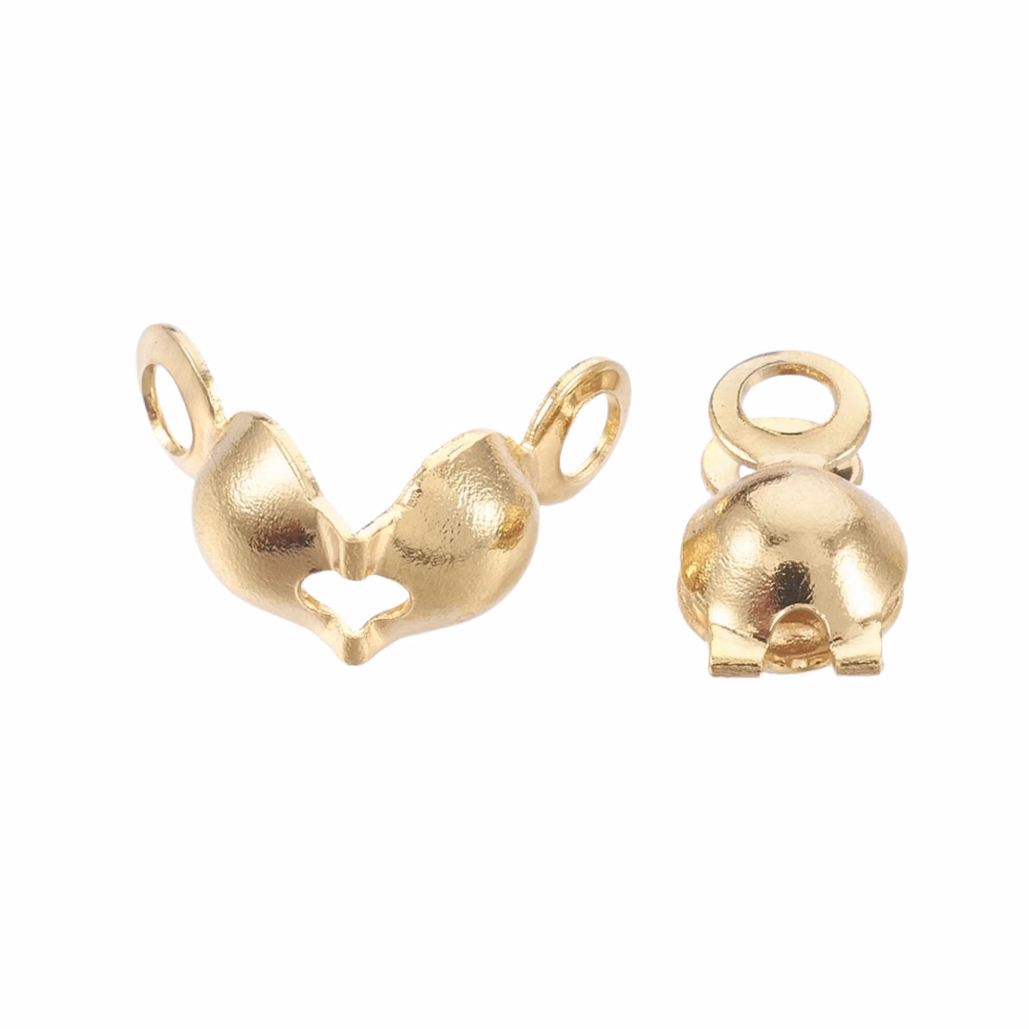 Guldfärgat rostfritt stål knutgömmor 4 mm med öglor och PVD plätering, 20 st