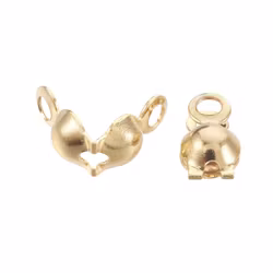 Guldfärgat rostfritt stål knutgömmor 4 mm med öglor och PVD plätering, ca 200 st