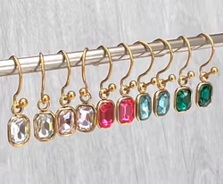 Guldfärgat rostfritt stål berlock rektangel turkos med PVD plätering, 1 st