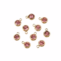 Guldfärgat rostfritt stål berlock liten rosa PVD plätering, 1 st