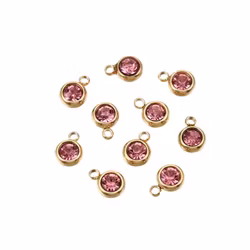 Guldfärgat rostfritt stål berlock liten rosa PVD plätering, 1 st