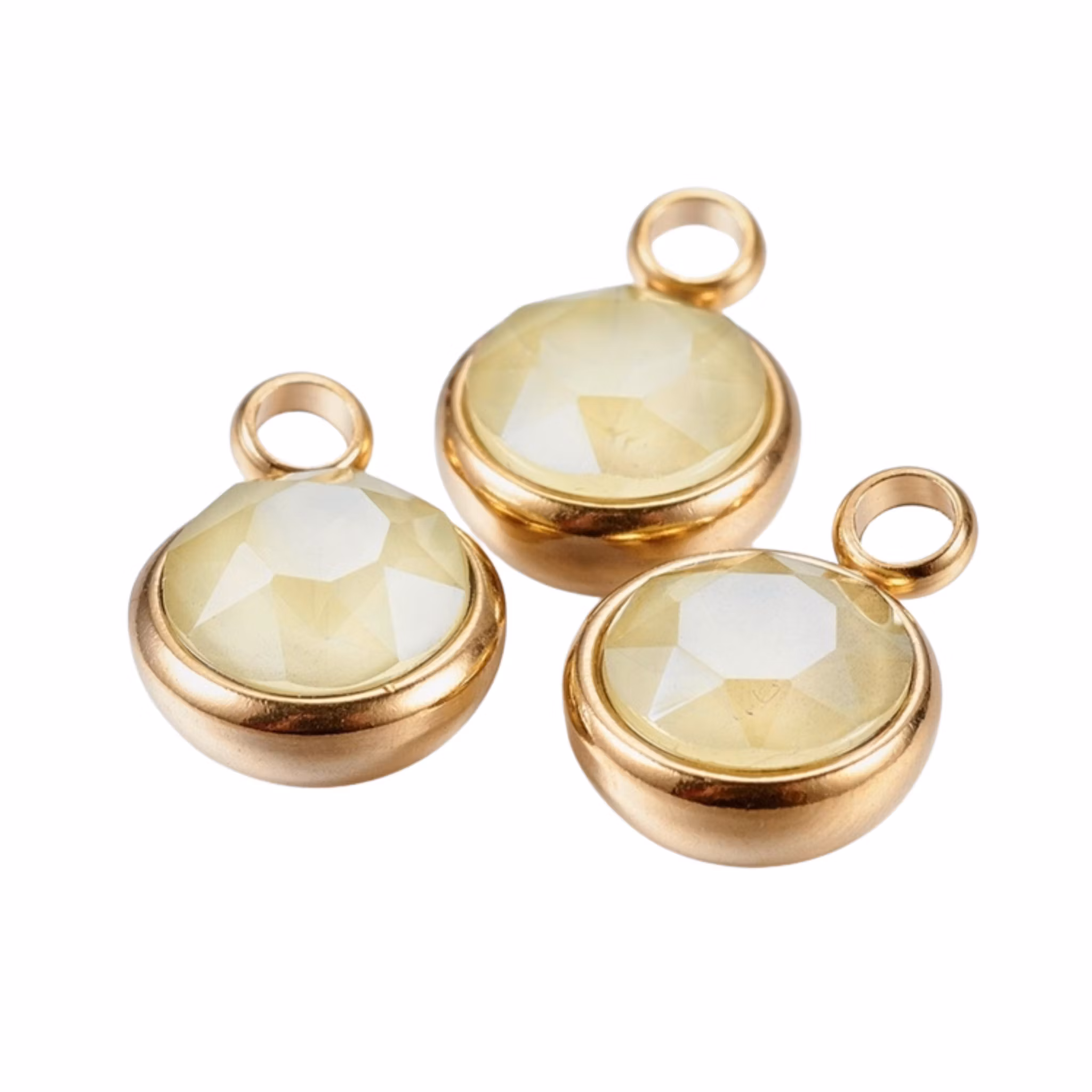 Guldfärgat rostfritt stål stor berlock gul med PVD plätering, 1 st