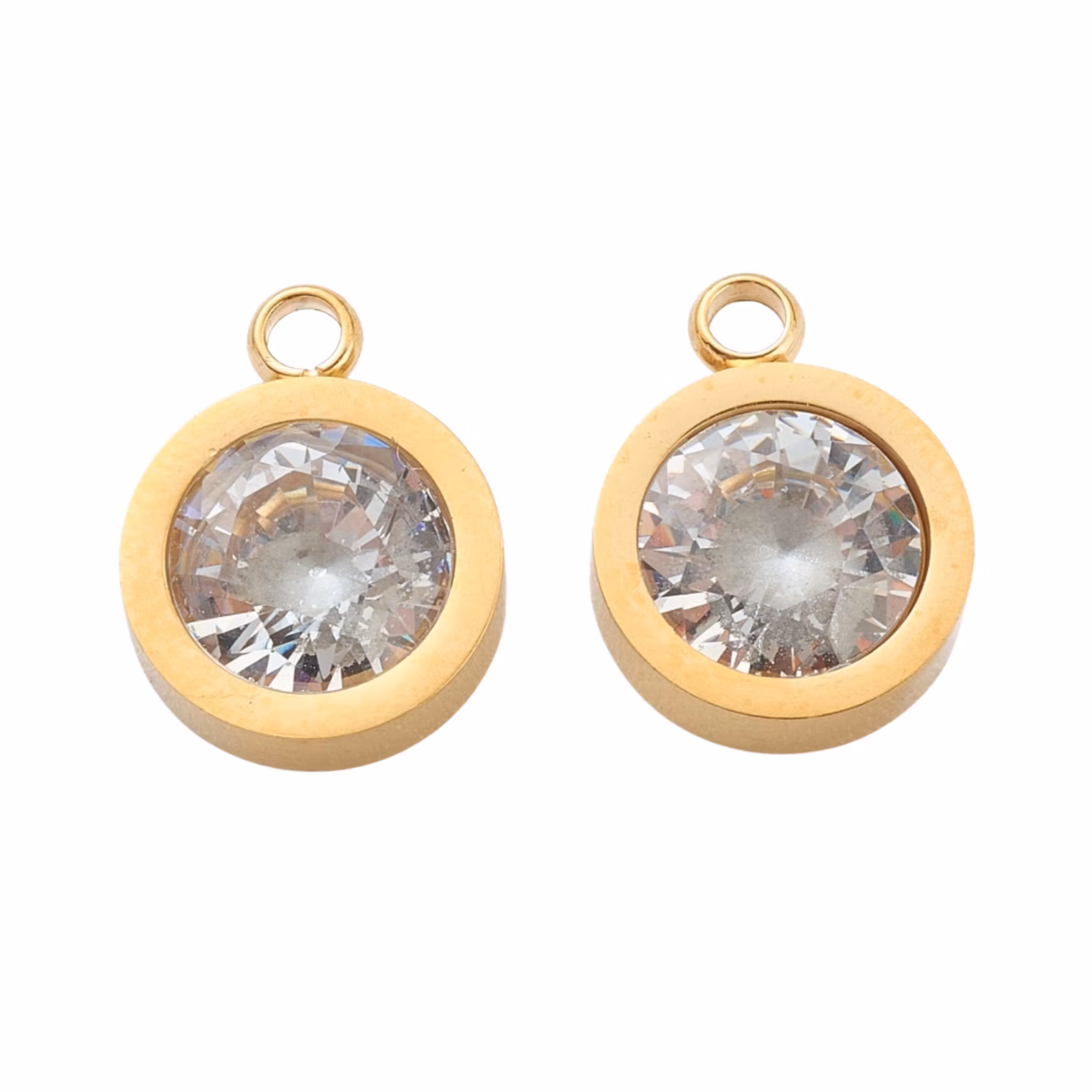 Guldfärgat rostfritt stål rak berlock glas, 1 st