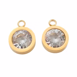 Guldfärgat rostfritt stål rak berlock glas, 1 st