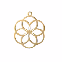 Guldfärgat rostfritt stål hänge mönstrad blomma med PVD plätering, 1 st