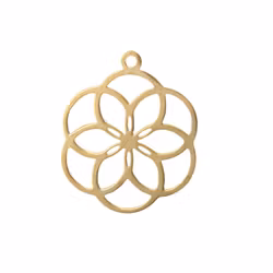 Guldfärgat rostfritt stål hänge mönstrad blomma med PVD plätering, 1 st