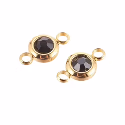 Guldfärgat rostfritt stål connector liten svart med PVD plätering, 1 st