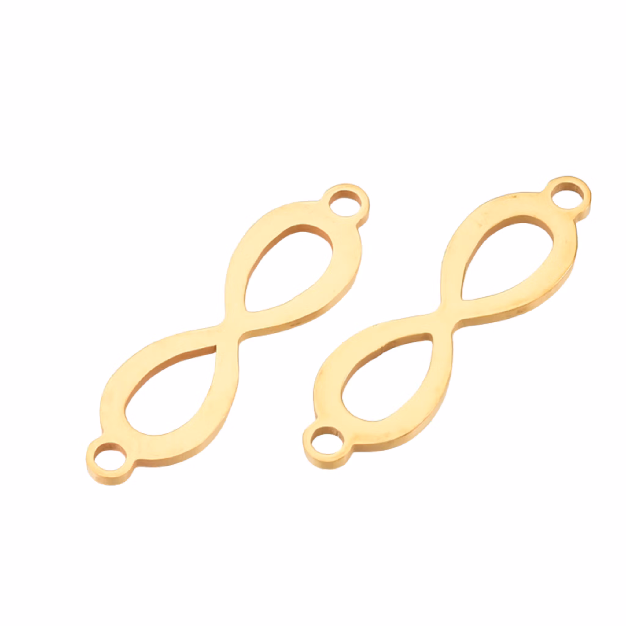 Guldfärgat rostfritt stål connector infinity med PVD plätering, 1 st