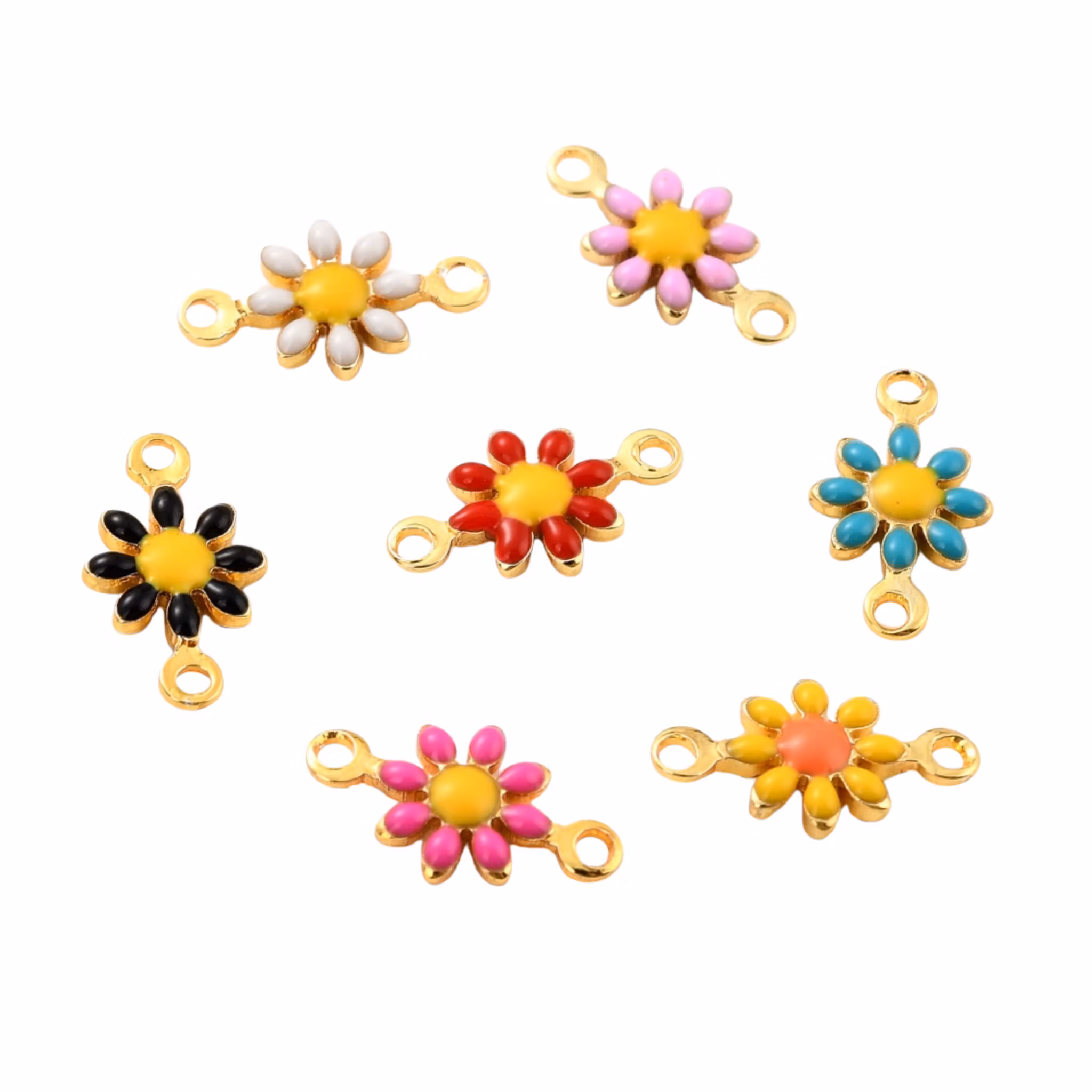 Guldfärgat rostfritt stål connectors blommor mix, 5 st