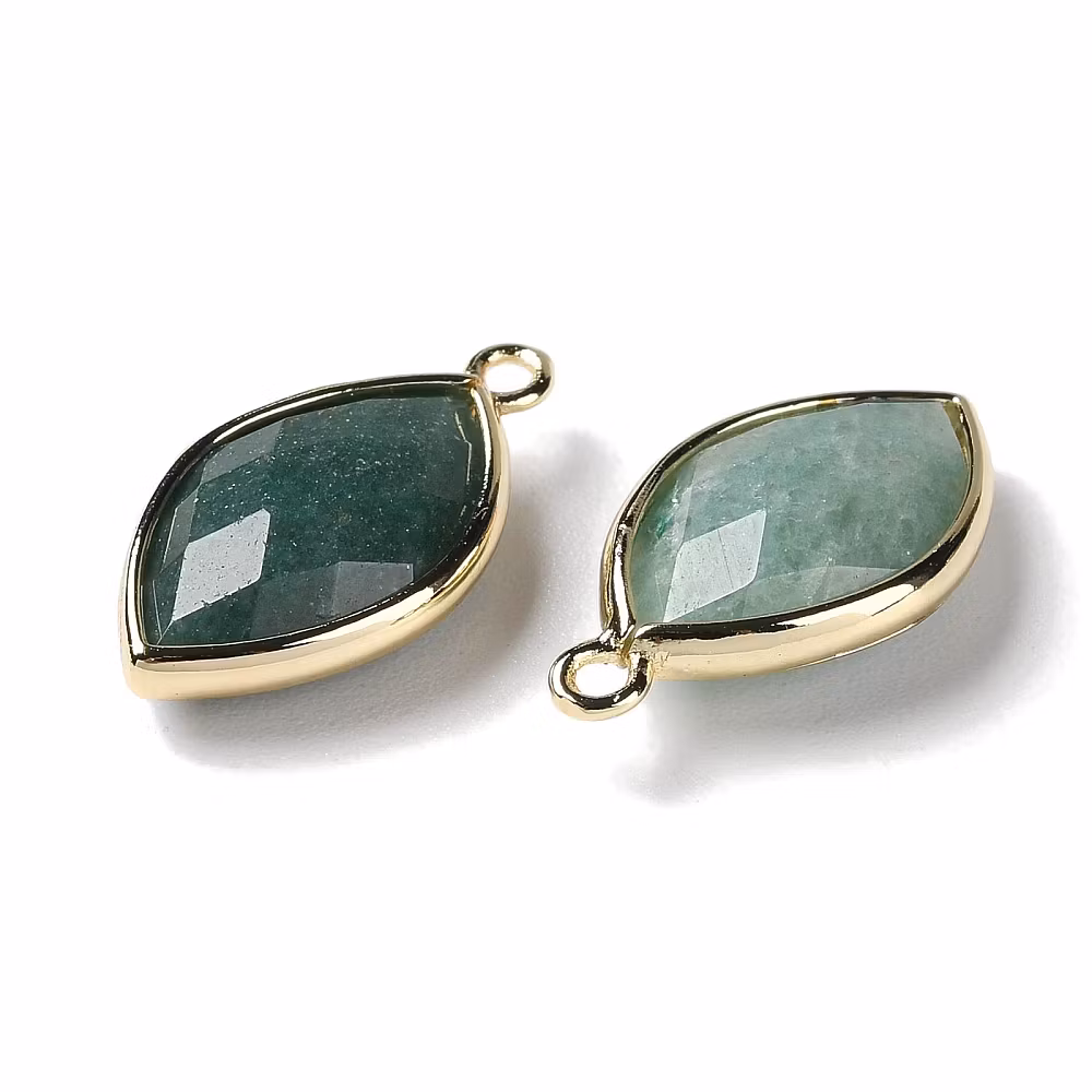 Guldfärgad avlång berlock aventurin, 1 st