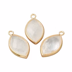 Guldfärgad avlång berlock bergkristall, 1 st