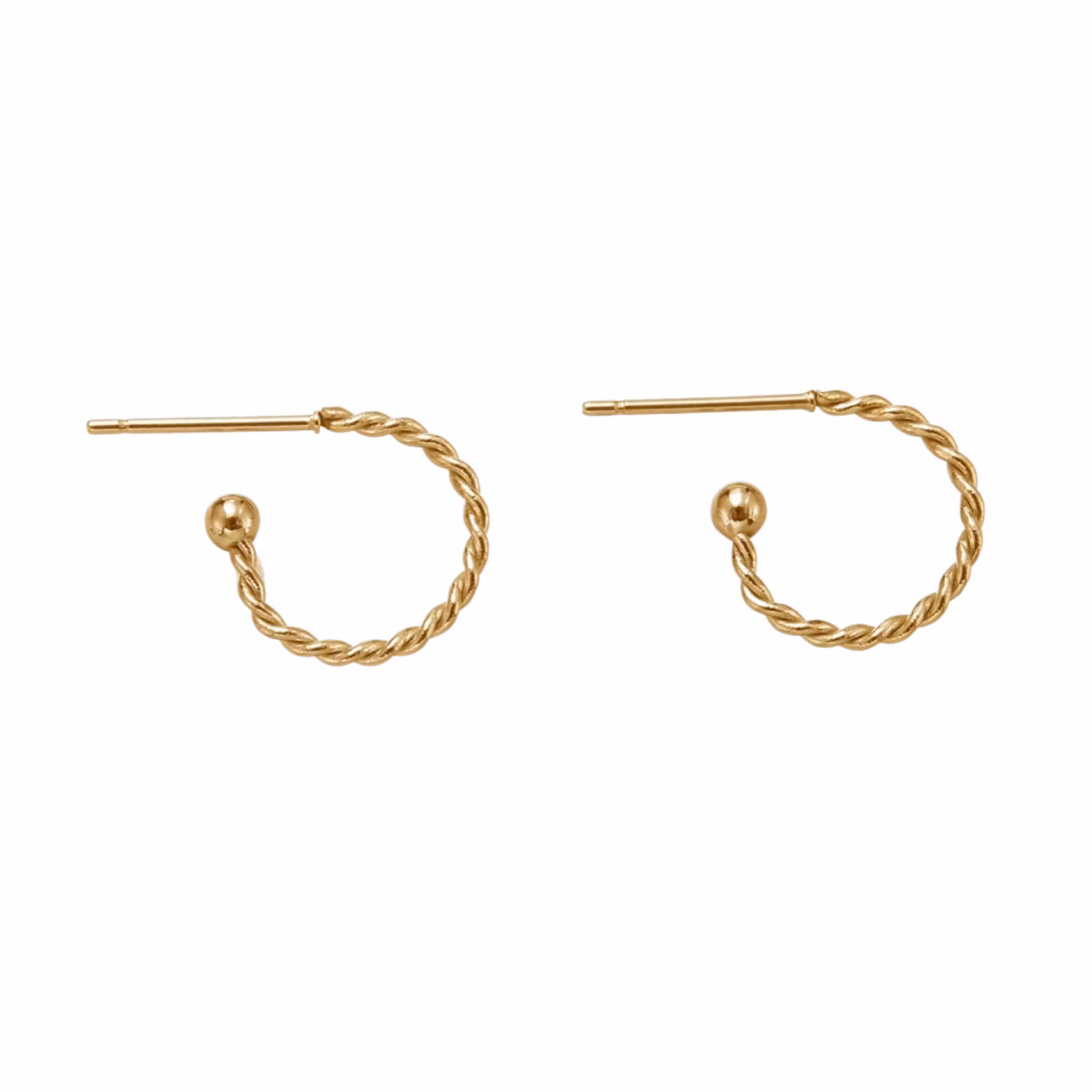 Guldfärgat kirurgiskt stål twistade creoler med liten kula och 18k plätering, 10 st