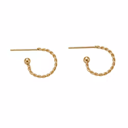 Guldfärgat kirurgiskt stål twistade creoler med liten kula och 18k plätering, 10 st