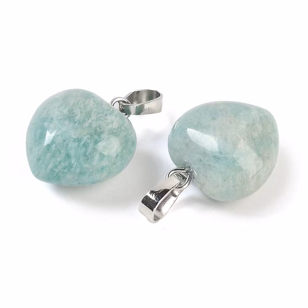 Antikfärgat hänge hjärta amazonite, 1 st