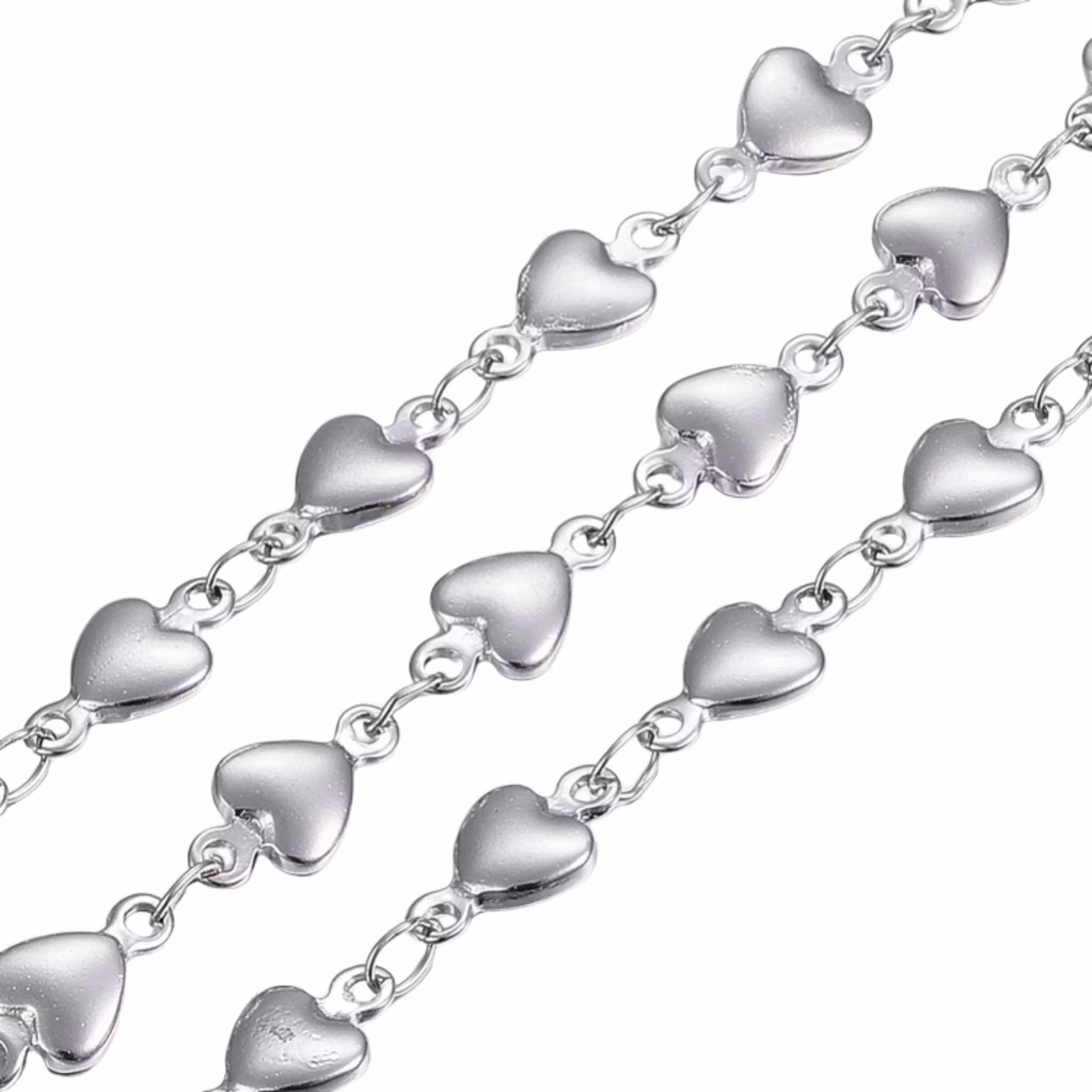 Rostfritt stål kedja med hjärtan, 1 m
