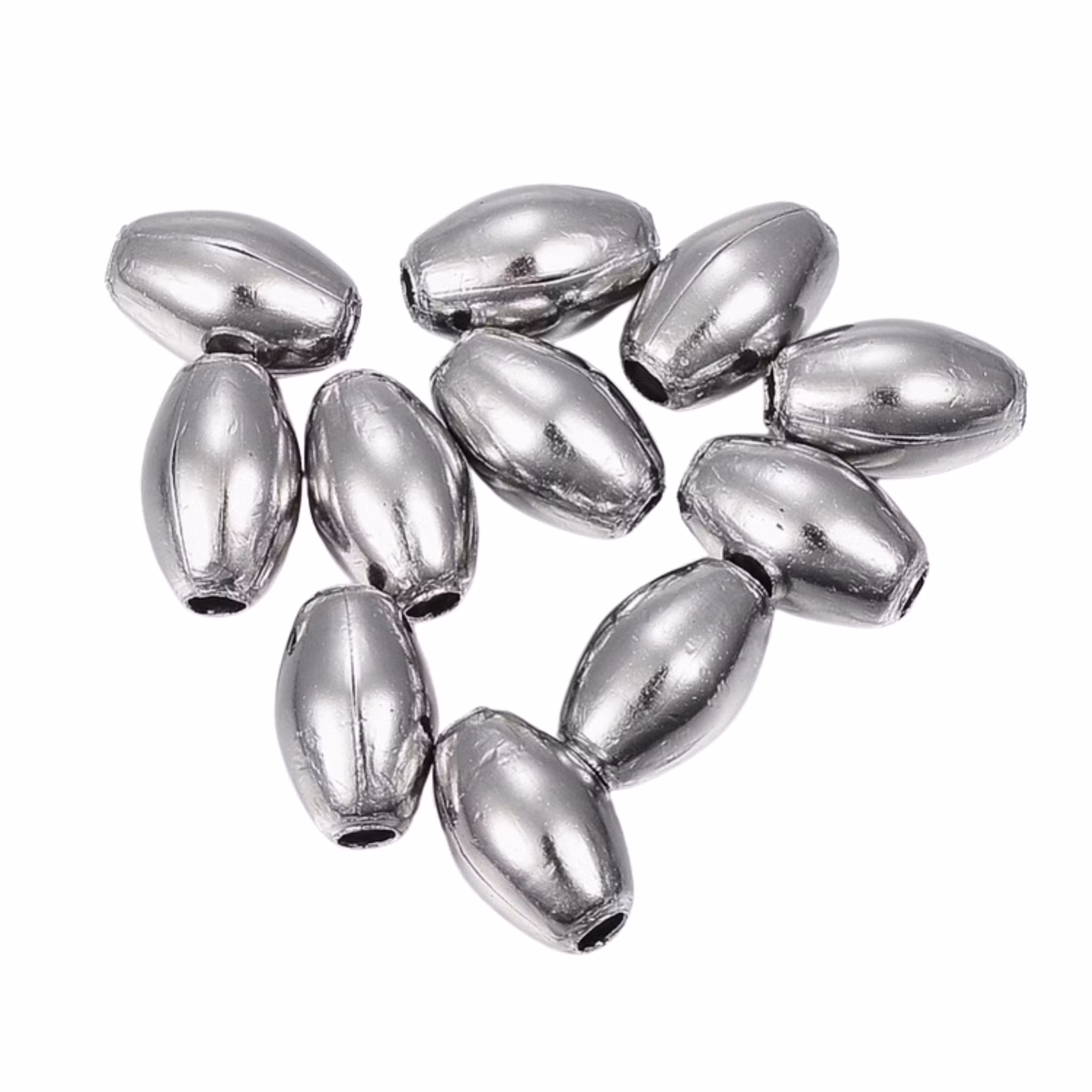 Rostfritt stål ovala pärlor, 10 st