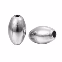 Rostfritt stål ovala pärlor, 10 st