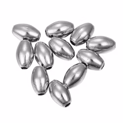 Rostfritt stål ovala pärlor, ca 50 st