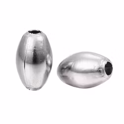 Rostfritt stål ovala pärlor, ca 50 st