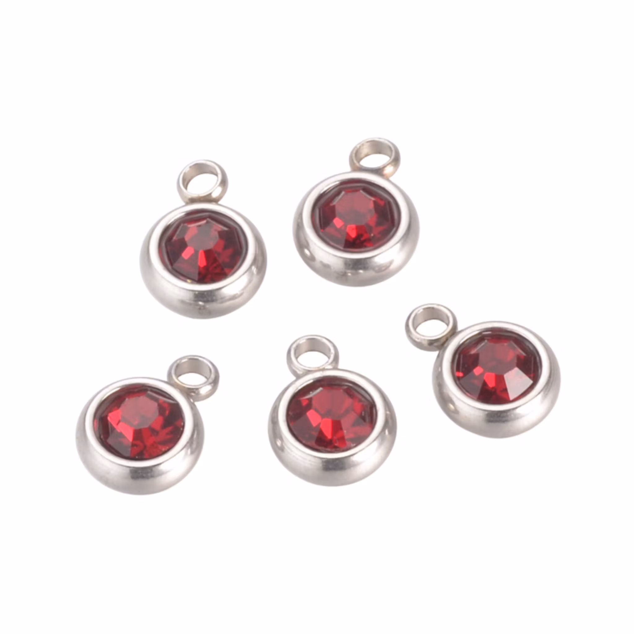 Rostfritt stål berlock liten vinröd, 1 st