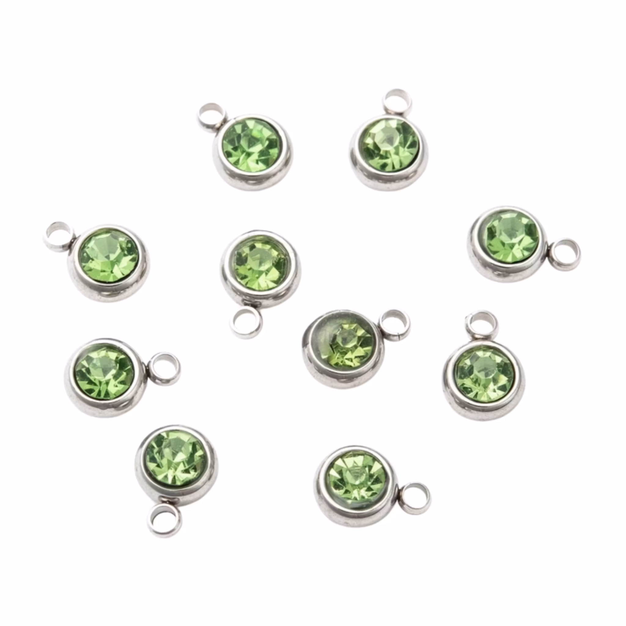 Rostfritt stål berlock liten ljusgrön, 1 st